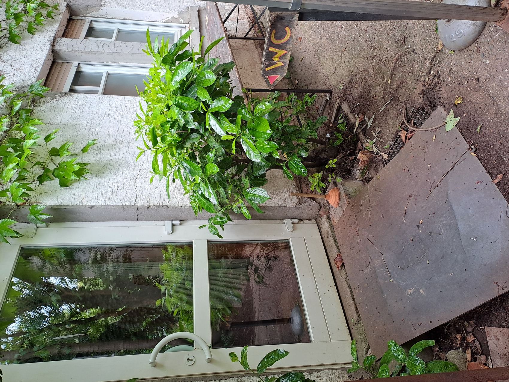 porte d'accès au bâtiment 1 avec plaque en métal servant de rampe d'accès